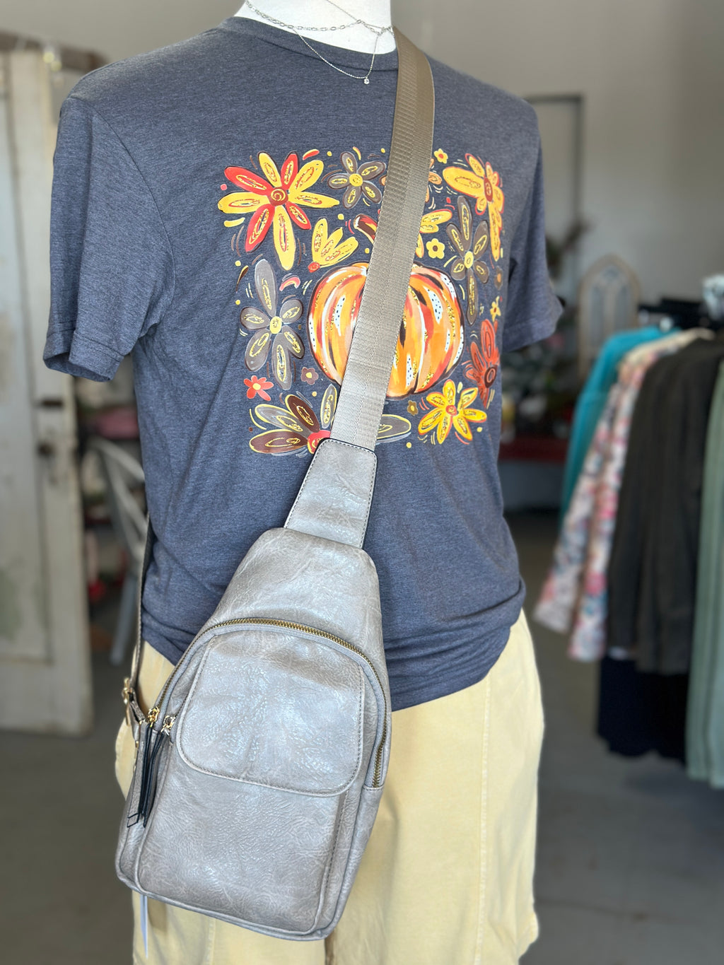 Dark Grey Travel Sling Bag with Front Pocket