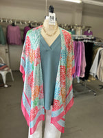 Demi Coral Abstract Print Silky Kimono | One Size