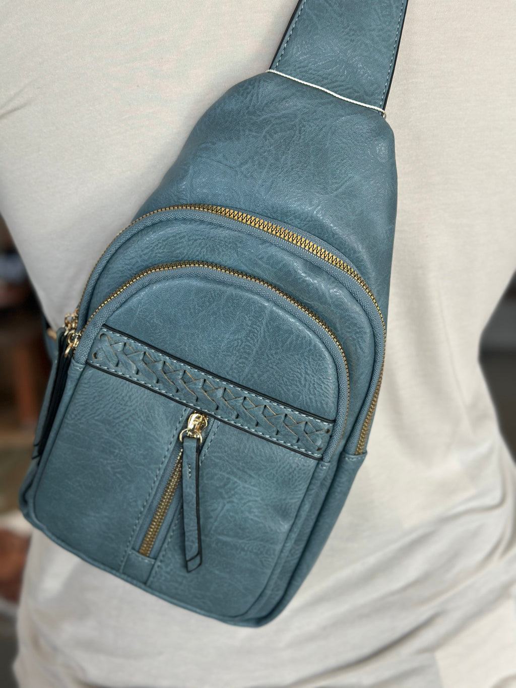 Denim Soft Style Leather Sling Crossbody Bag