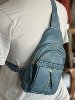 Denim Soft Style Leather Sling Crossbody Bag