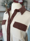 Staccato | Ivory Corduroy Color Block Button Up Shacket