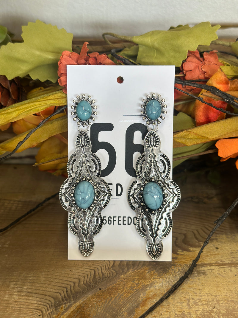 Earring | Diamond Bohemian Turquoise Zinc Alloy Dangle Earring