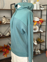 Staccato | Dusty Teal Drawstring Neck Longsleeve Hood Sweatshirt