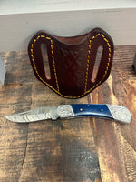 Titan International | Dyed Blue Bone 6.5" Damascus Steel Knife