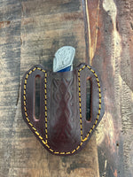 Titan International | Dyed Blue Bone 6.5" Damascus Steel Knife