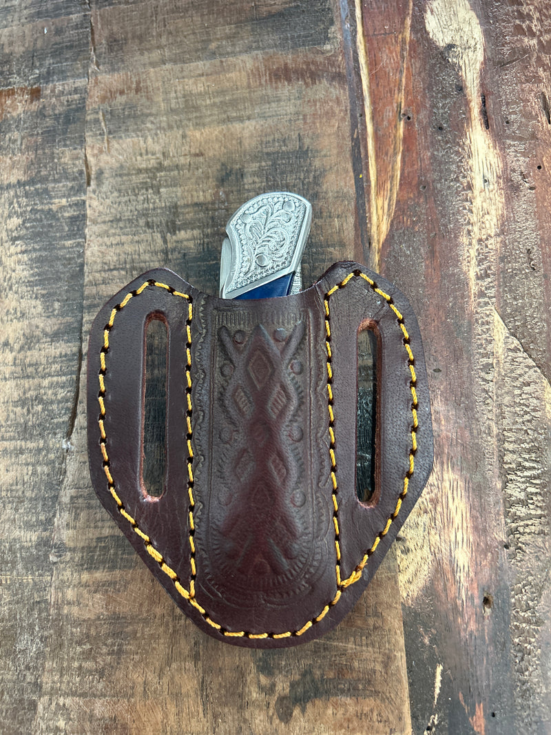 Titan International | Dyed Blue Bone 6.5" Damascus Steel Knife