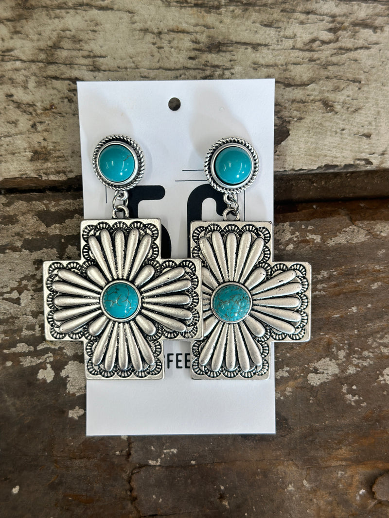 Earring | Concho Cross Turquoise Earrings