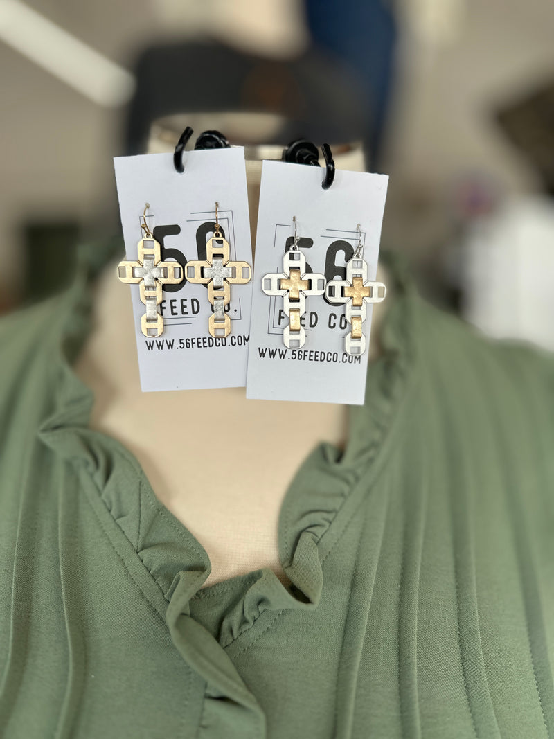 Earring | Dual Metal Cross Dangles