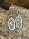 Earring | Geometric Filigree Two Tone Metal Dangle Earrings