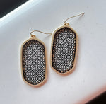 Earring | Geometric Filigree Two Tone Metal Dangle Earrings