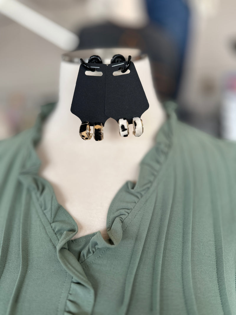 Earring | Hair on Hide Small Huggie Hoop Stud Earrings
