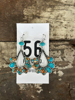 Earring | Navajo Orange + Turquoise Fish Hook Earrings