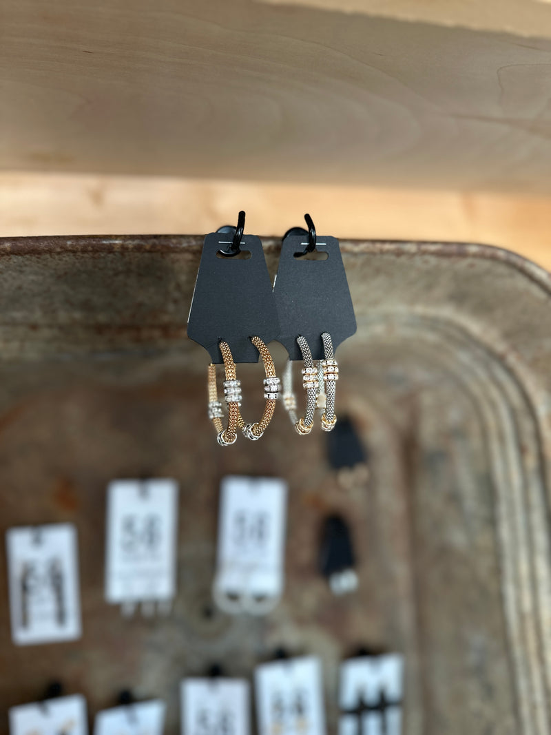 Earring | Post Hoops with Rhinestone Accents
