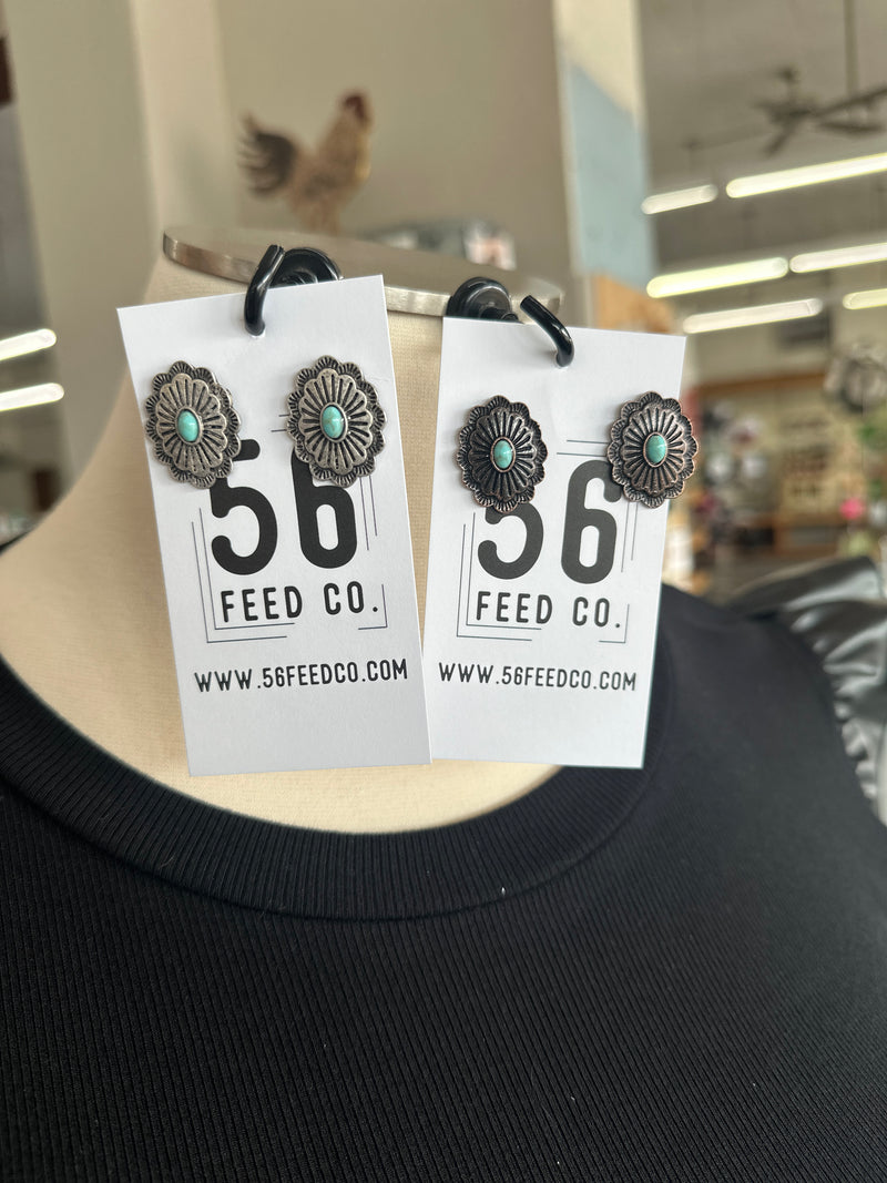 Earring | Small Concho Stud + Turquoise Stone