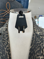 Earring | Square Gold Stud Hoops + Black Inlay