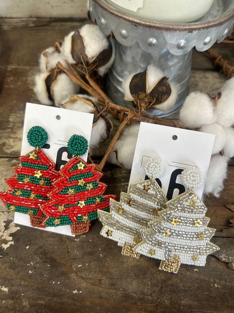 Earring | Christmas Tree Seed Bead Earrings