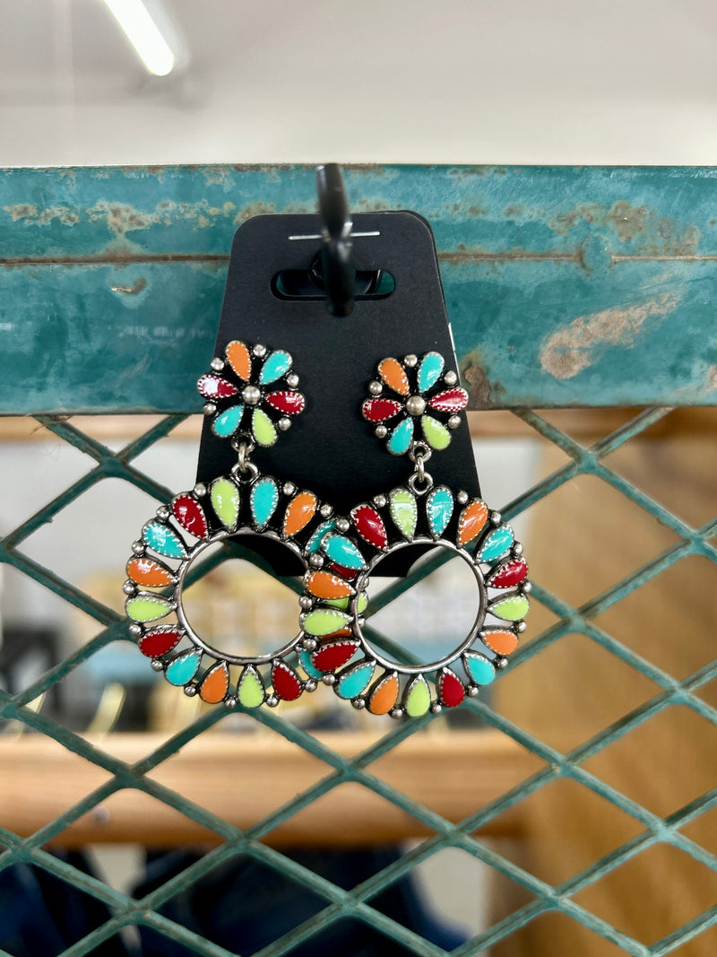 Earring | Western Circle Stone Dangle