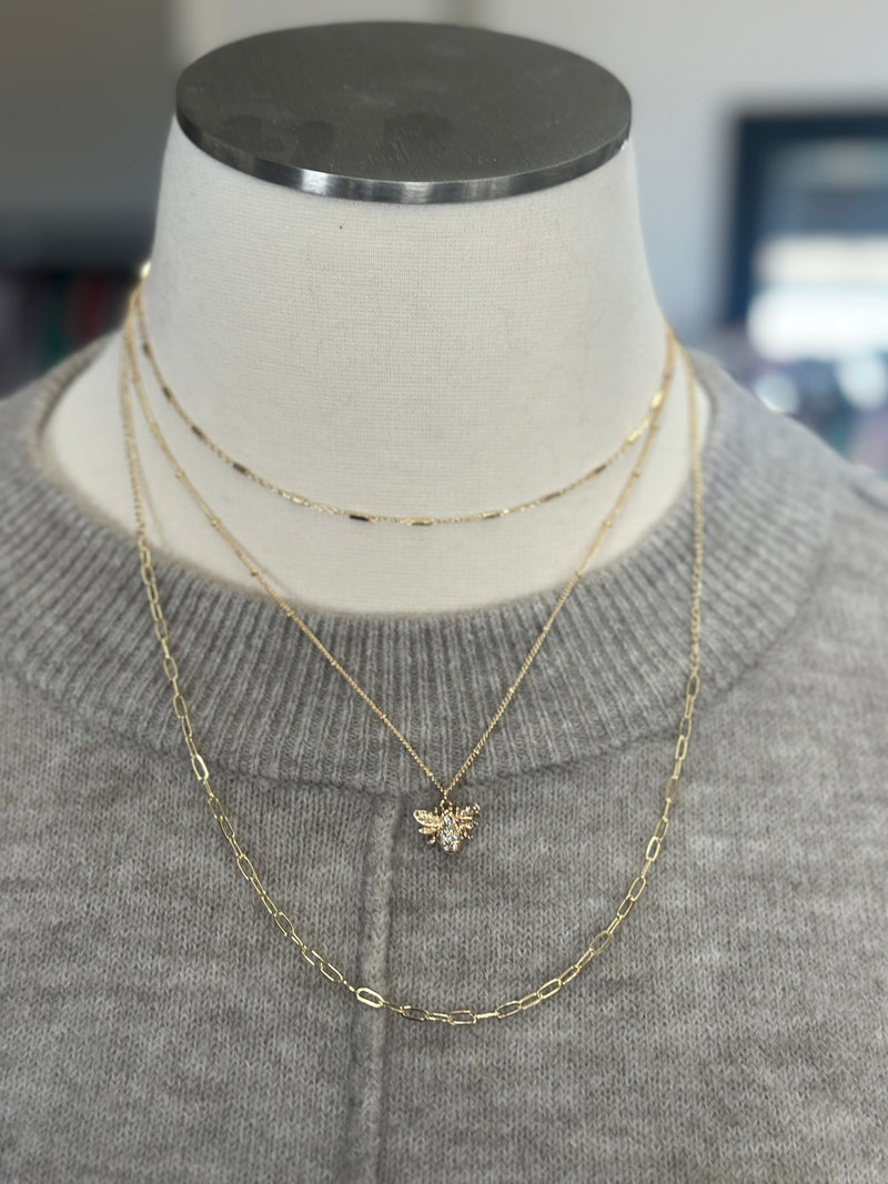 Necklace | Garden Gold Bee Charm Layer Necklace