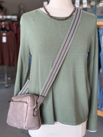 Gray Boxy with Patterened Guitar Strap Crossbody