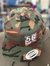 56 Feed Co | Green Camo with White Thread YP Classics Adjustable Snapback Premium Flat Bill