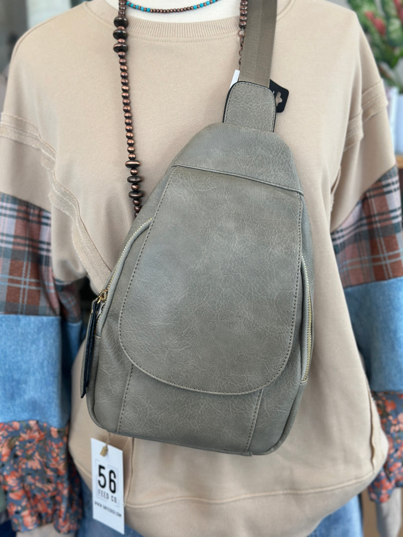 Grey Front Crossbody Sling Bag