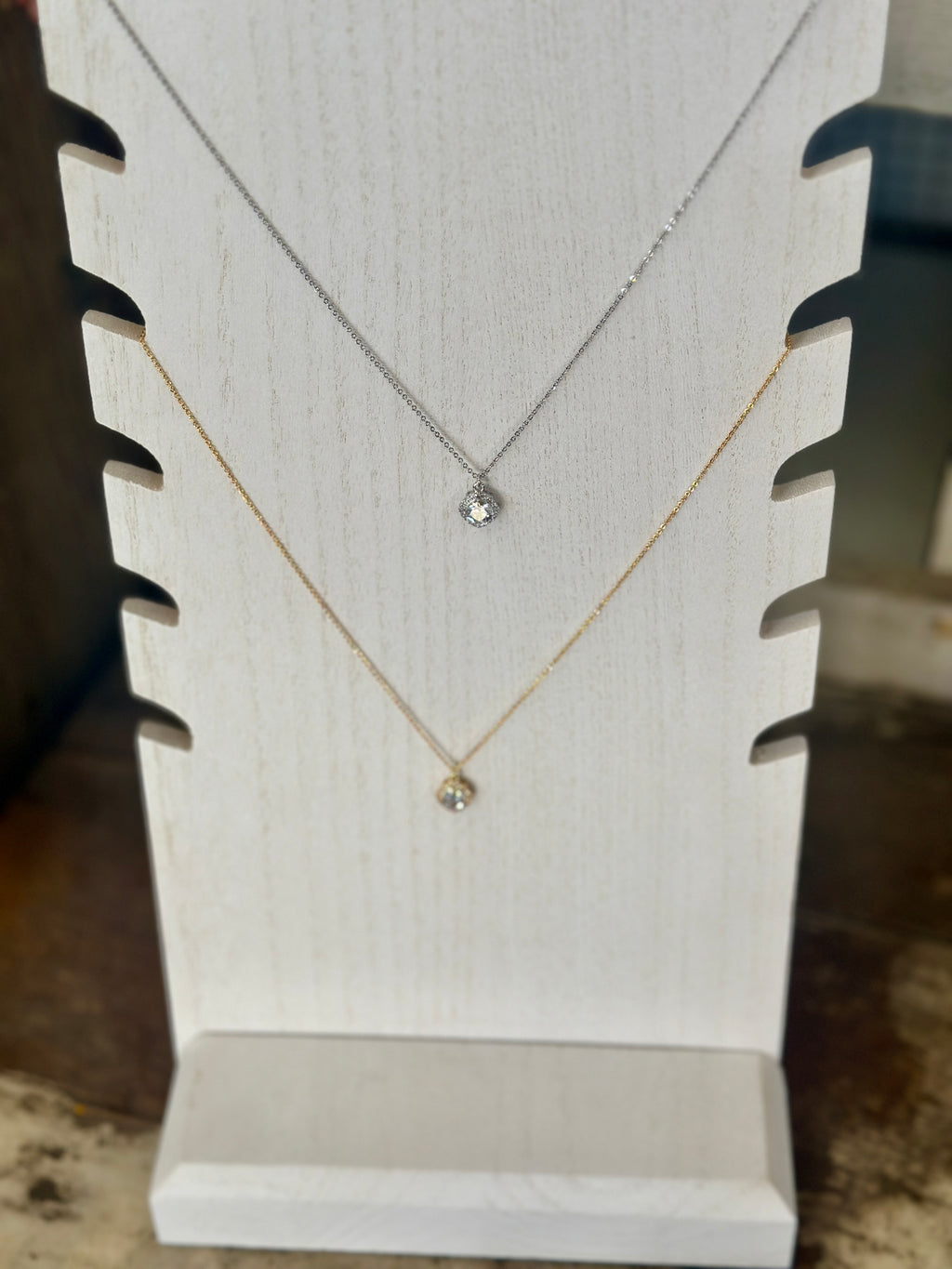 Necklace | Cubic Zirconia Halo Set Gem Pendant Necklace