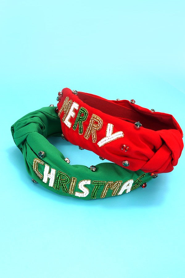 Headband | 'Merry Christmas' Seed Bead Headband