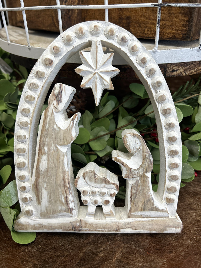 Home Decor | Wooden Beaded Nativity [7 in x 6 in]