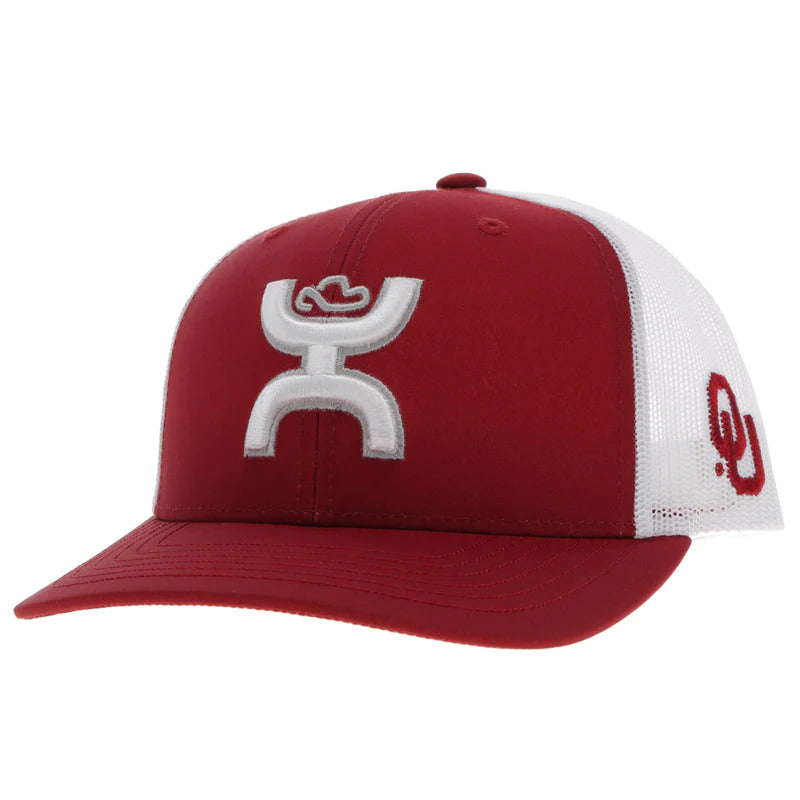 Hooey l OU Sooners Red/White 6-Panel Trucker with White Hooey Logo