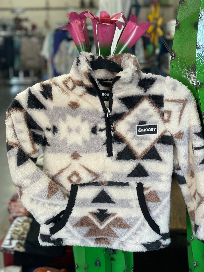 Hooey l Youth Cream Fleece 1/4 Zip Pullover with Aztec Pattern [HFP006CRAZ-Y]