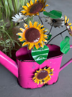 Watering Can with Sunflowers Metal Art