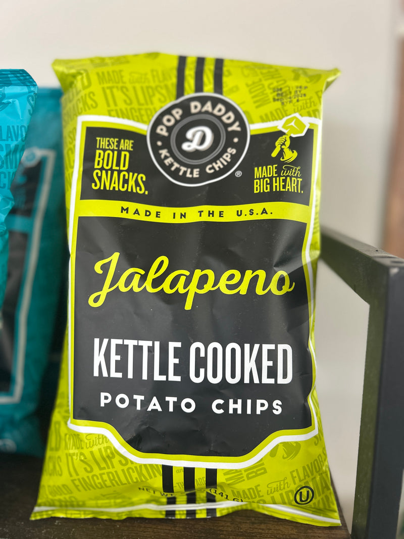 Pop Daddy Snacks | Jalapeno Kettle Cooked Potato Chips 5.0 oz