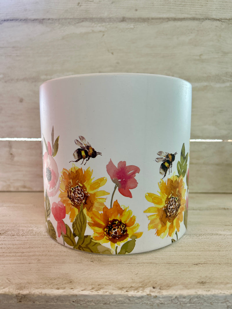 Sunflowers & Bees Ceramic Planter [Large]