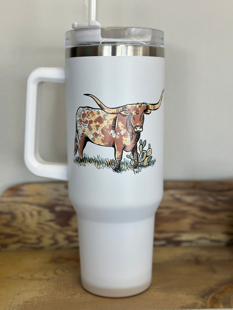 Tumbler | Longhorn Print Stainless Steel Tumbler [40oz]