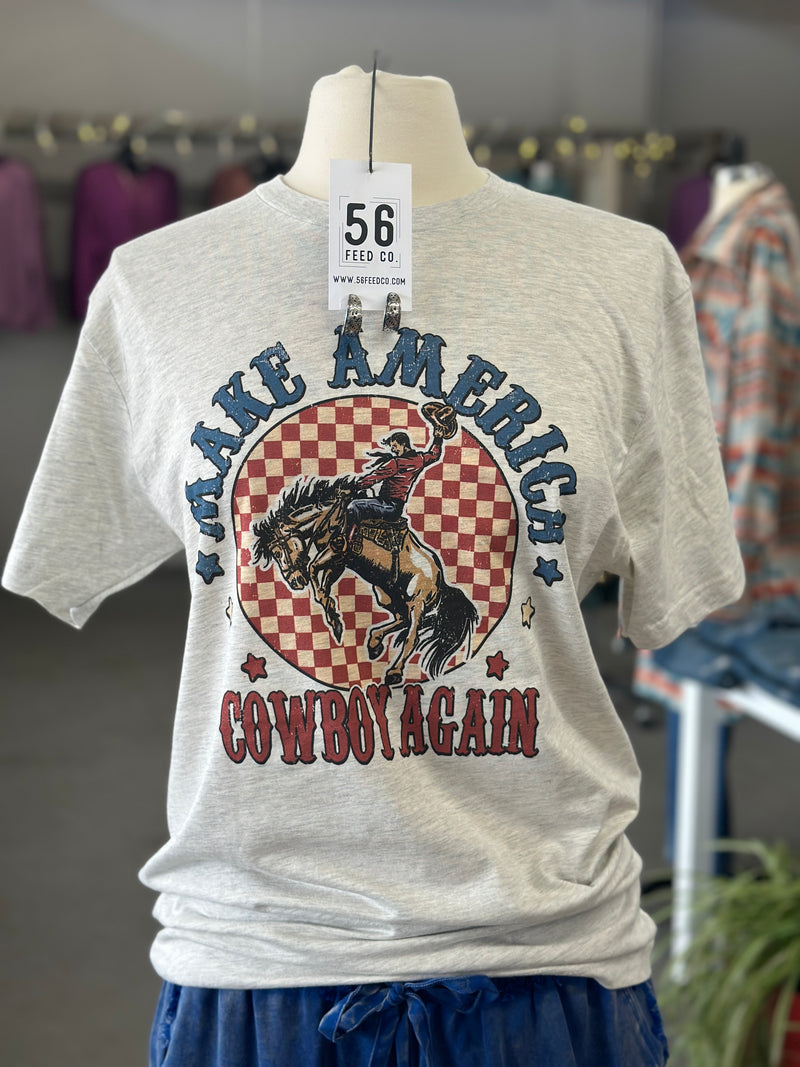 The Way Down South | Make America Cowboy Again Oat Crew Neck Tee