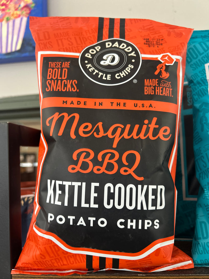 Pop Daddy Snacks | Mesquite BBQ Kettle Cooked Potato Chips 5.0 oz