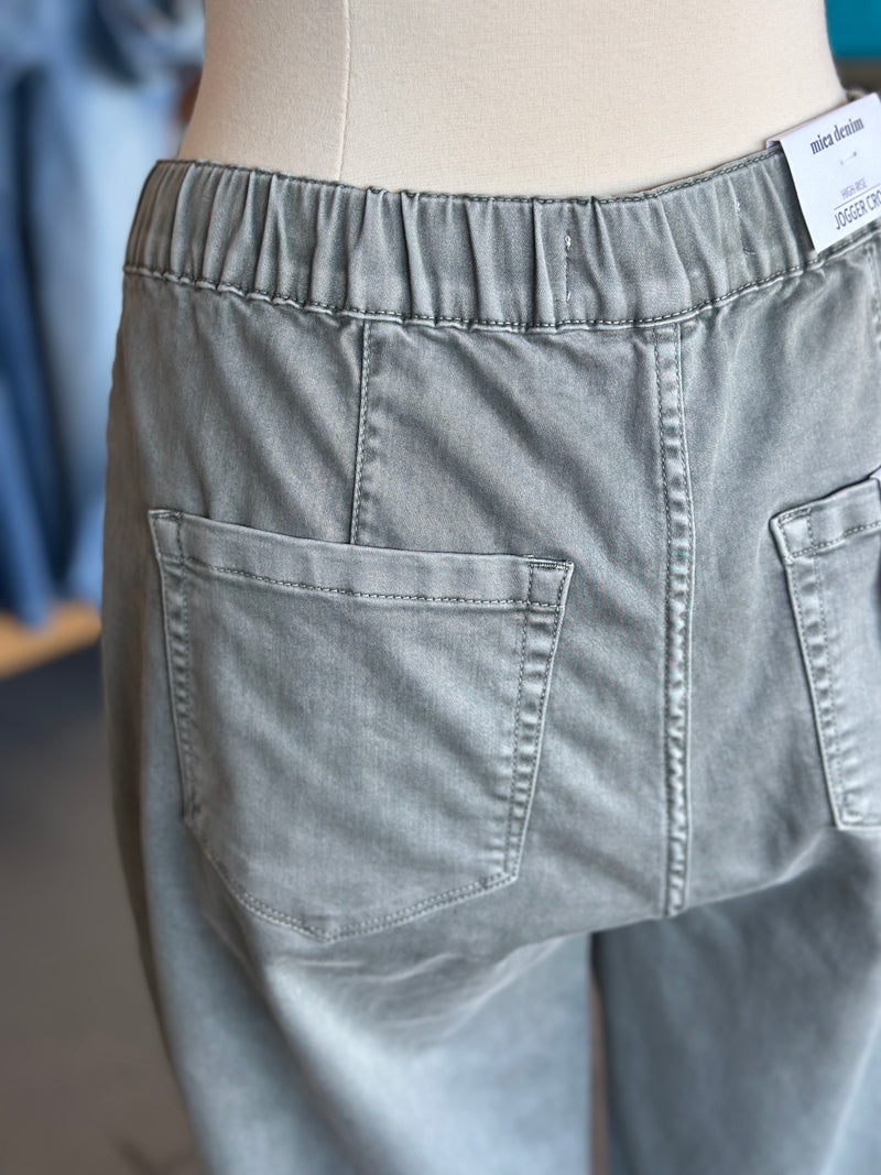 Mica Denim | Ash Grey High Rise Crop Jogger [MDP-G3164AG]