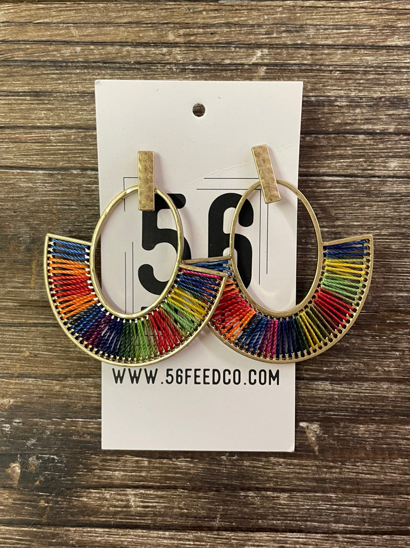 Earring l Multi Colored Thread Woven Drop Earring