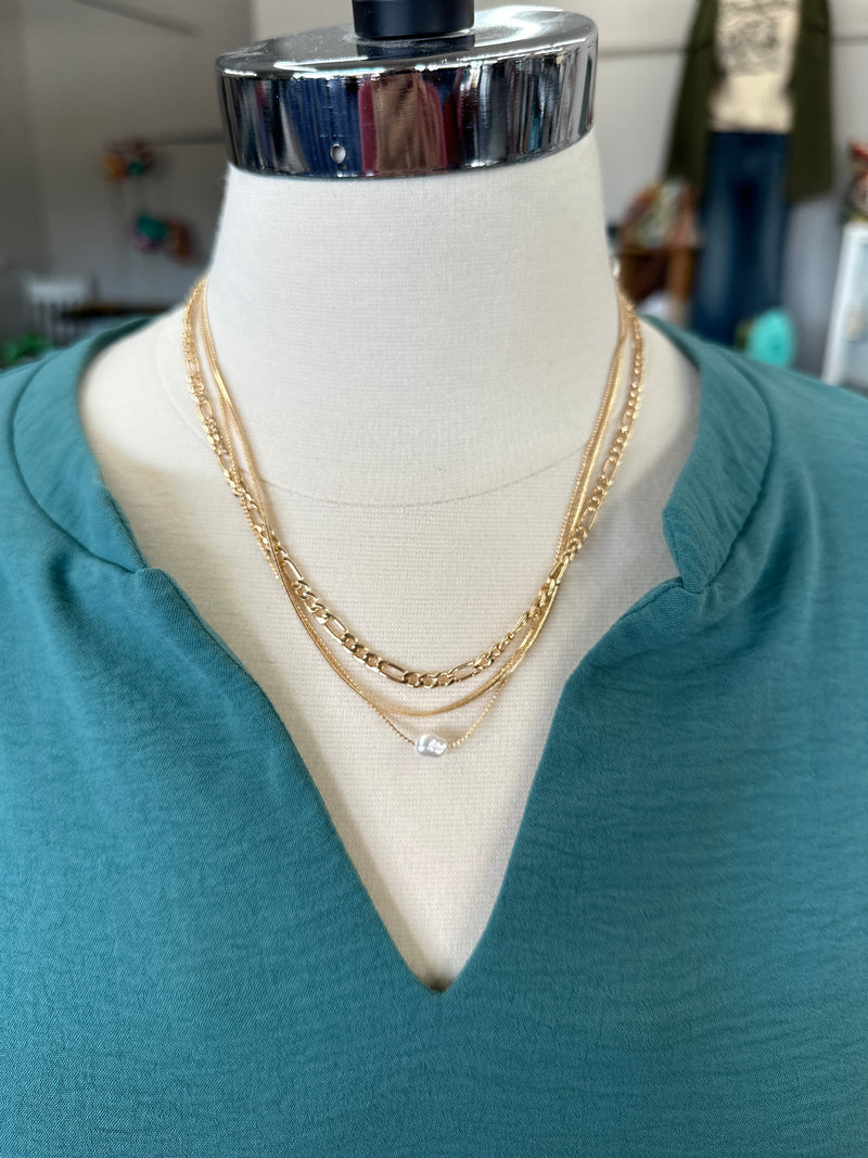 Necklace | Multi Layer Pearl Charm Necklace