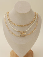 Necklace | Multi Pearl Toggle Chain Necklace Set