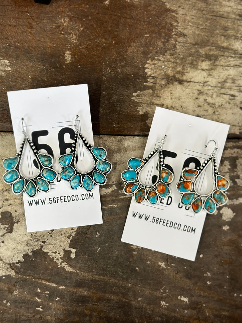 Earring | Navajo Orange + Turquoise Fish Hook Earrings