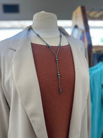 Necklace | 24 Inches Silver Navajo Pearl Drop Tassel Bead Necklace