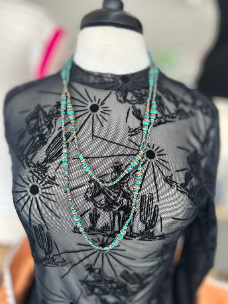 Necklace | 2 Layer Patina Navajo Pearl Necklace