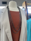 Necklace | 3 Layers Silver Metal Chain + Navajo Pearl Necklace