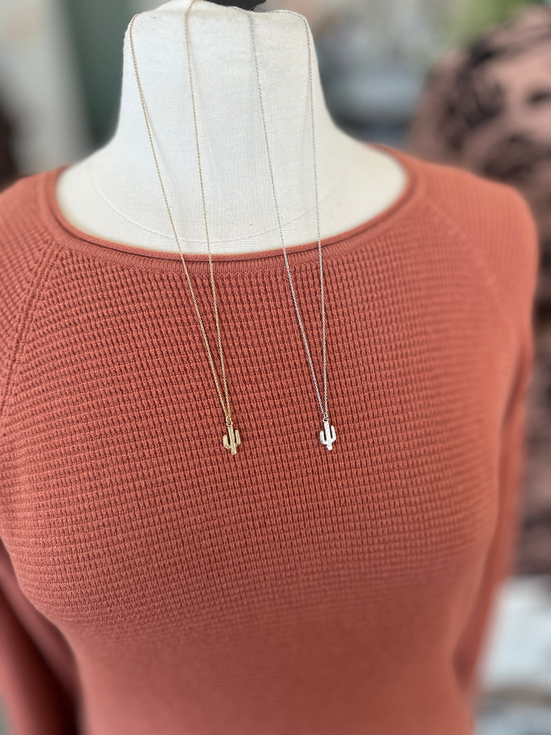 Necklace | Dainty Cactus Pendant Necklace
