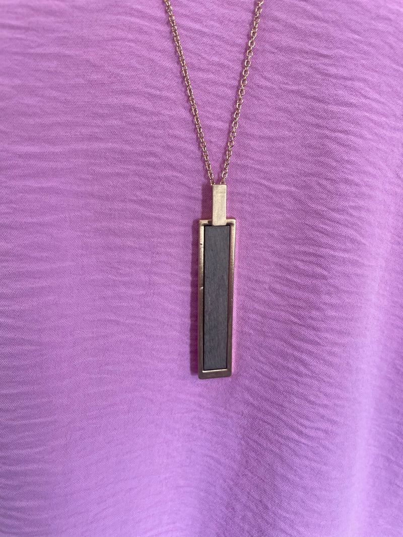 Necklace | Gold & Tile Rectangle on 20" Gold Chain