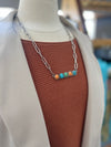 Necklace | Silver Metal Chain + Stone Bar Necklace