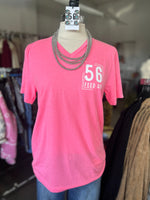 56 Feed Co | Neon Pink No More Parts Just Panties V-Neck Tee