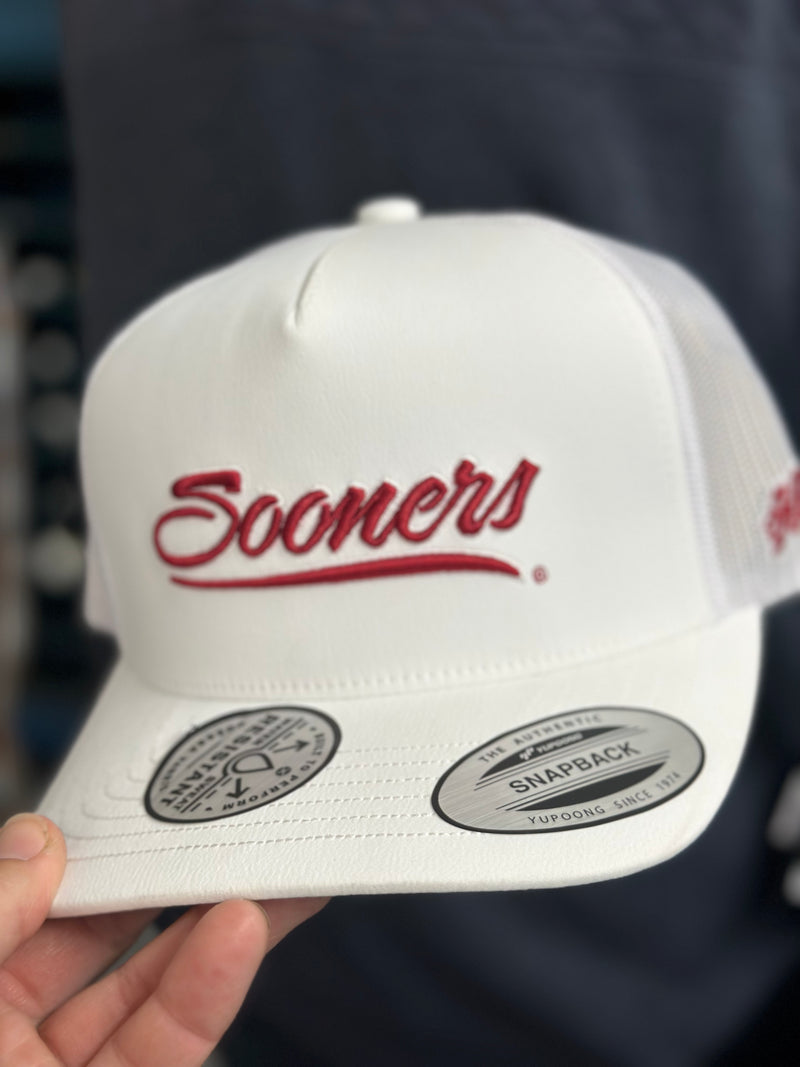 Hooey l OU Sooners White 5-Panel Trucker with Red Sooners [OSFA]