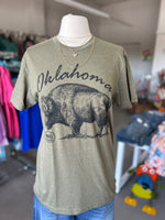 Oklahoma Buffalo Tee Olive Crew Neck